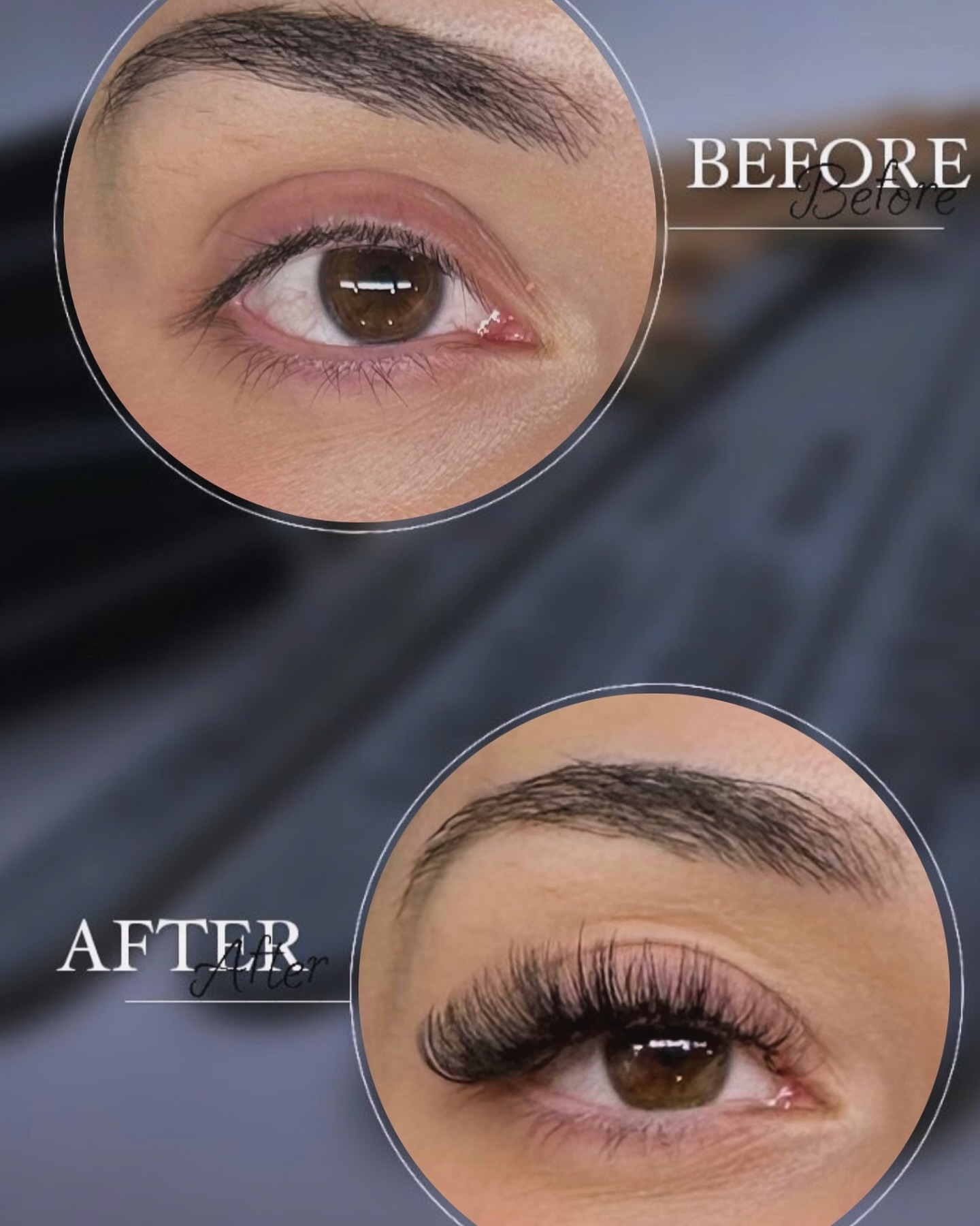 Volume lash transformation — circular design