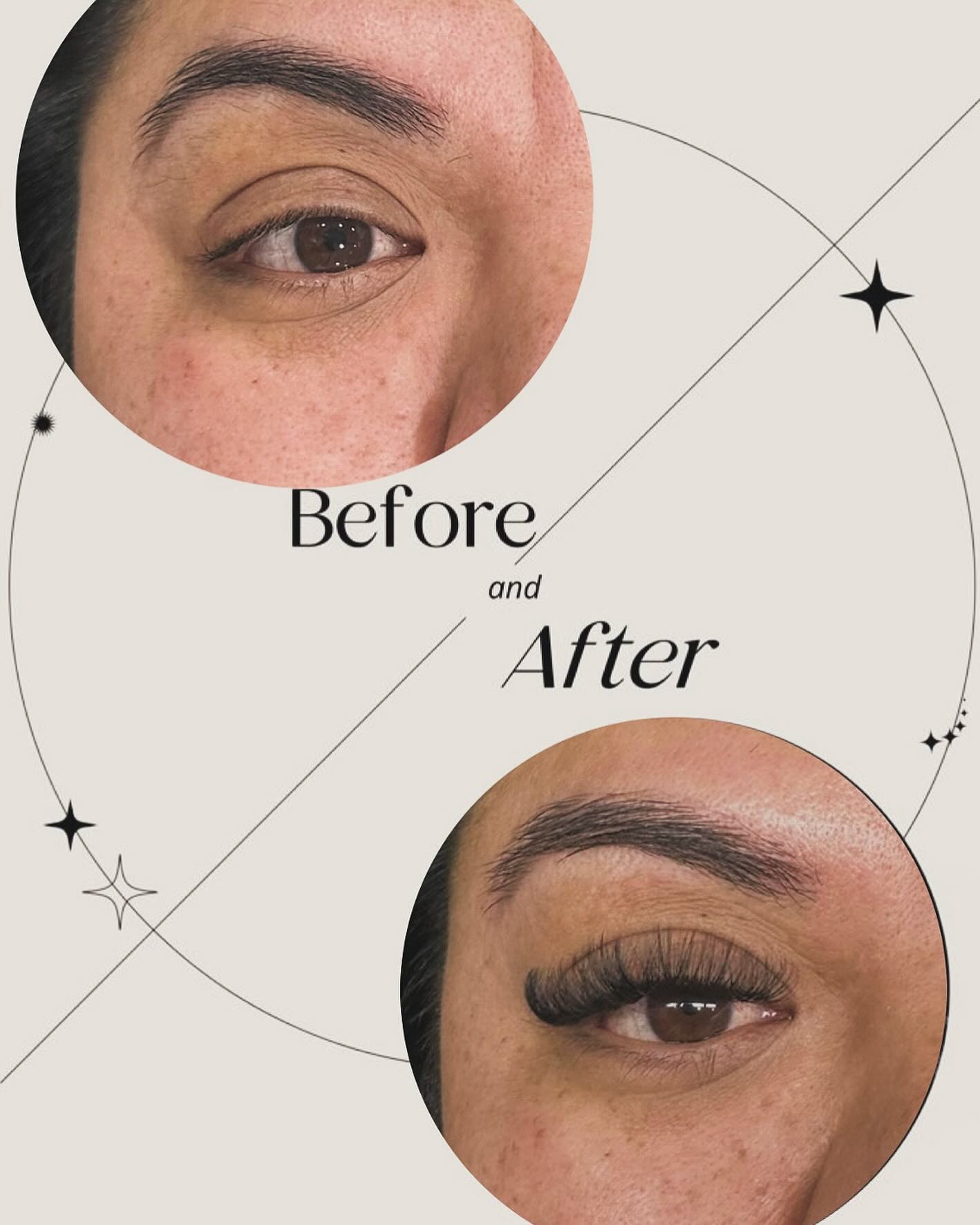 Before and after lash comparison — star design