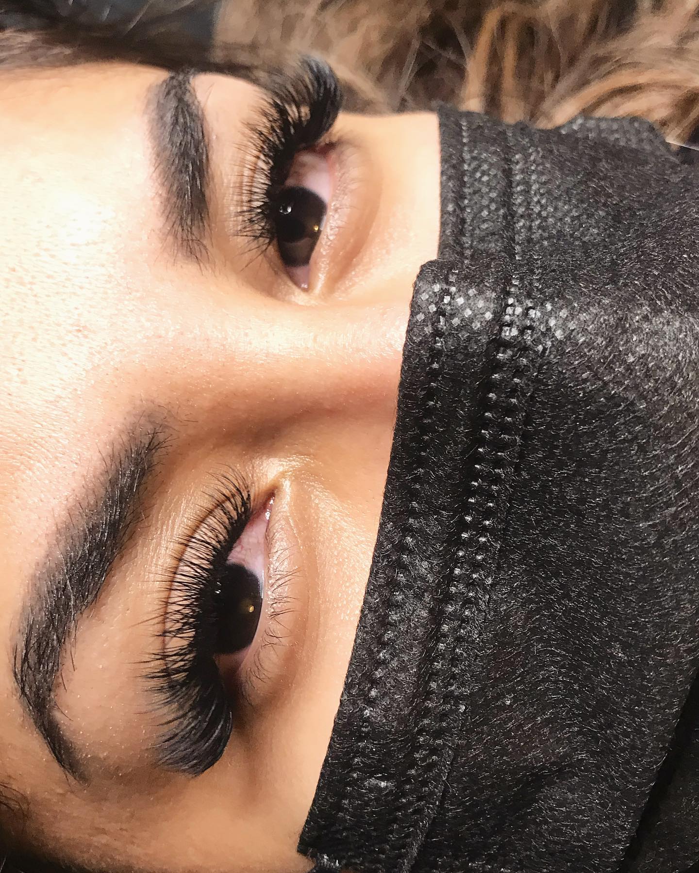 Full volume lashes — curly hair